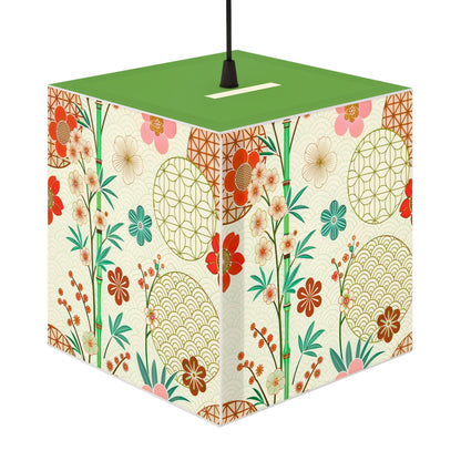 Japanese Floral Cube Lamp — Vintage Sakura Pattern Light Cube