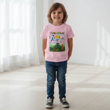 Toddler T‑Shirt — "Kingdom" Jungle Animals Design (Colorful Birds & Sunshine)