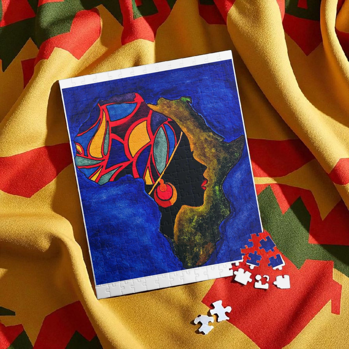 Artistic African Abstract Landscape Puzzle - Unique Design, Multiple Sizes Printify