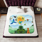 Tropical Wildlife Sherpa Blanket - Cozy Nature-Inspired Throw Printify