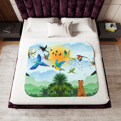 Tropical Wildlife Sherpa Blanket - Cozy Nature-Inspired Throw