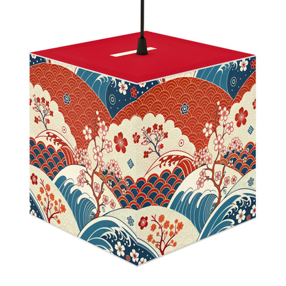 Japanese Wave & Cherry Blossom Light Cube Lamp