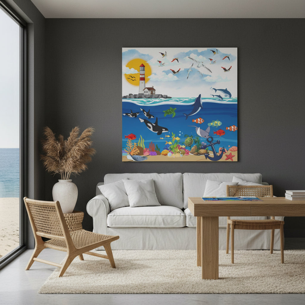 Vibrant Ocean Scene Canvas Wall Art, Nautical Decor for Beach Lovers, Coastal Living Printify