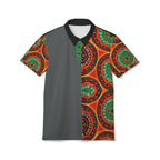 African Mandala Print Polo Shirt — Bold Orange & Green Tribal Pattern Printify