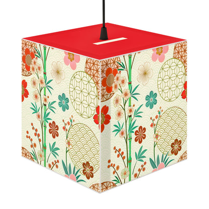 Japanese Floral Cube Lamp — Vintage Sakura Pattern Light Cube