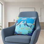 Whale Adventure Square Pillow – Coastal Home Decor Printify
