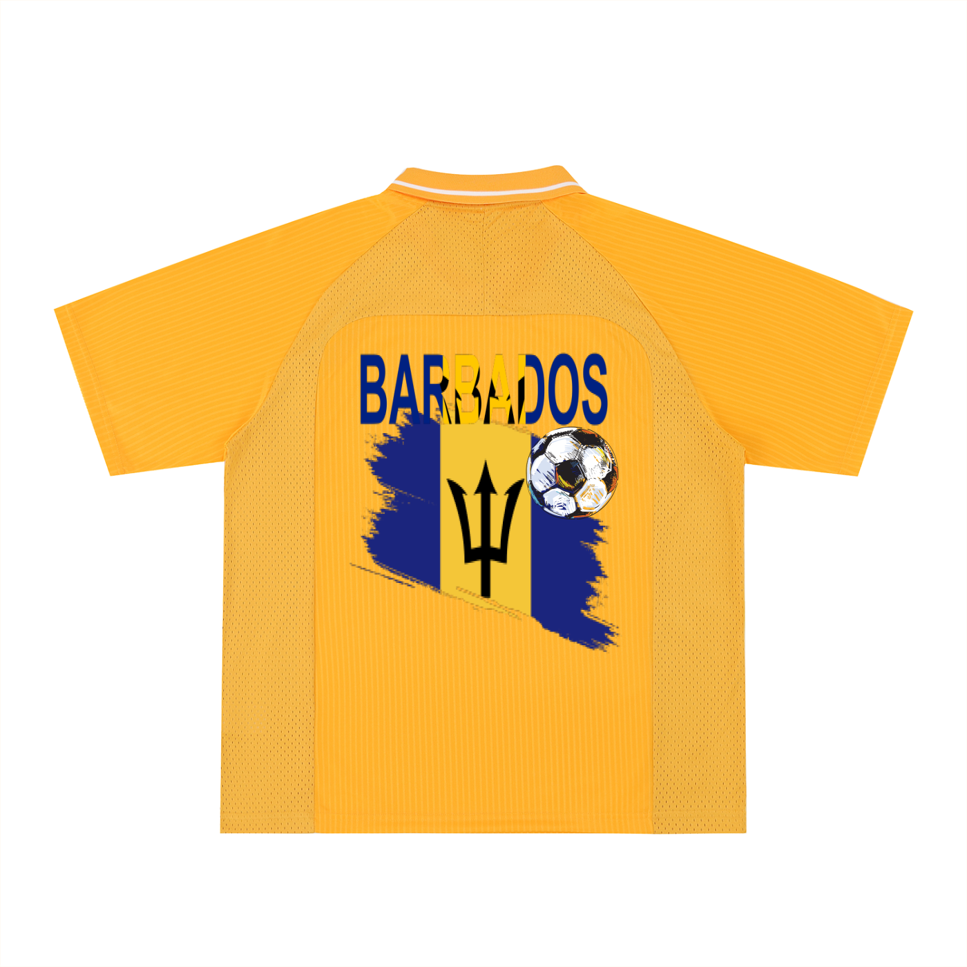 Barbados Flag Themed Graphic Striped V-Neck Unisex Soccer Jersey