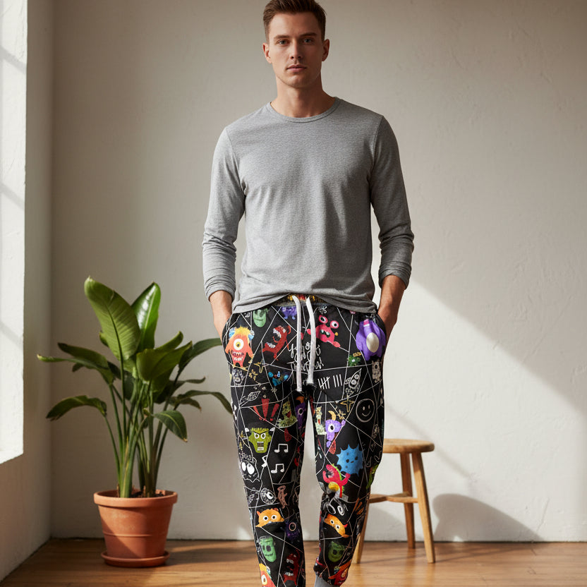 Graphic Monsters Joggers for Men & Women – Unisex Fit, Artistic Cartoon Print Printify