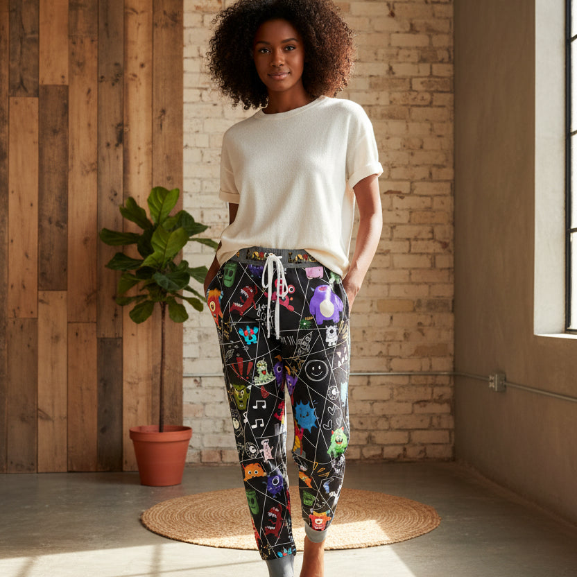 Graphic Monsters Joggers for Men & Women – Unisex Fit, Artistic Cartoon Print Printify
