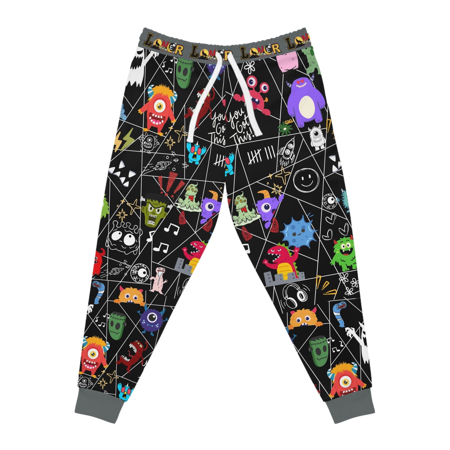 Graphic Monsters Joggers for Men & Women – Unisex Fit, Artistic Cartoon Print Printify