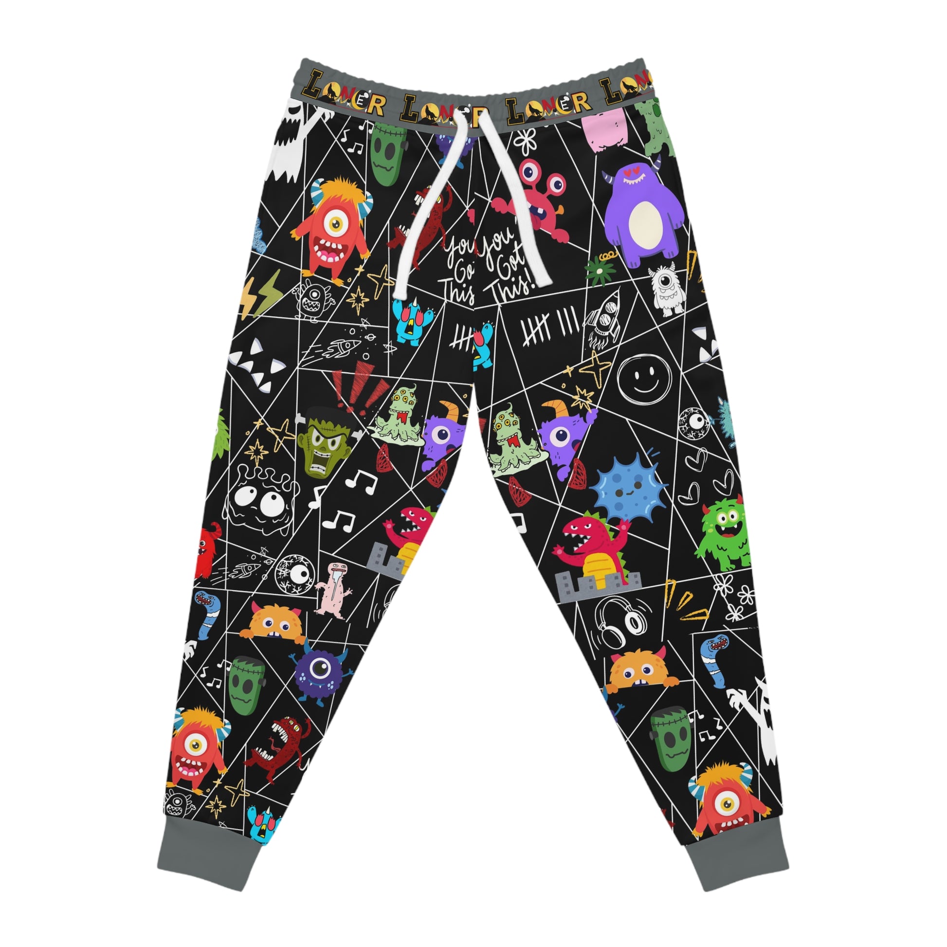 Graphic Monsters Joggers for Men & Women – Unisex Fit, Artistic Cartoon Print Printify