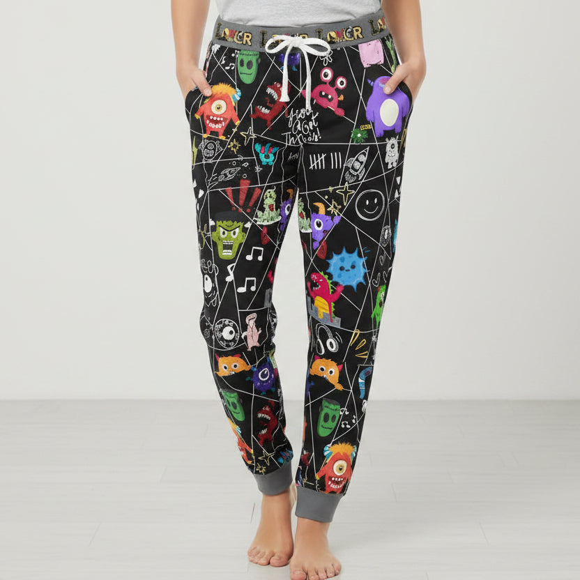 Graphic Monsters Joggers for Men & Women – Unisex Fit, Artistic Cartoon Print