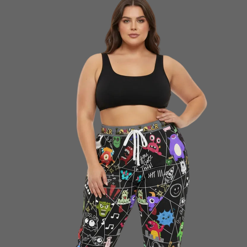 Graphic Monsters Joggers for Men & Women – Unisex Fit, Artistic Cartoon Print Printify