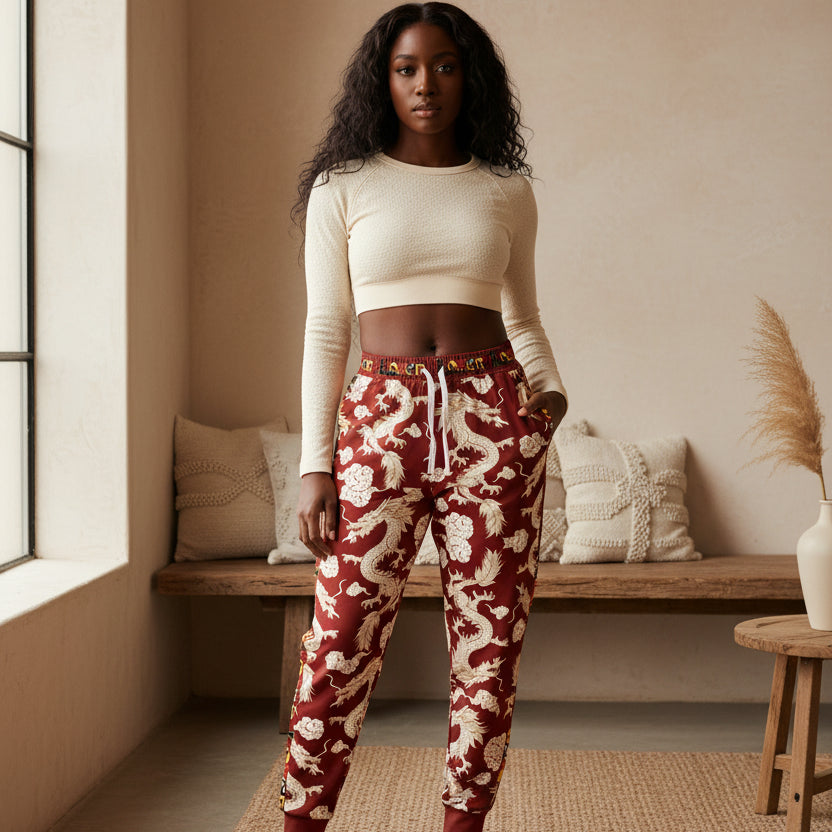 Dragon Print Athletic Joggers for Comfort & Style, Casual Wear, Workouts, Gifts for Sports Lovers, Cozy Lounge Pants Printify