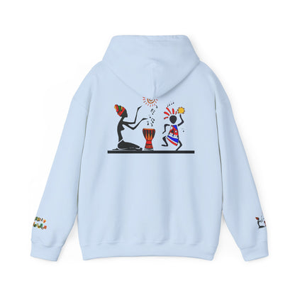 Ethnic Streetwear Pullover Hoodie, Hand-Drawn Tribal Music Art, Urban Fashion