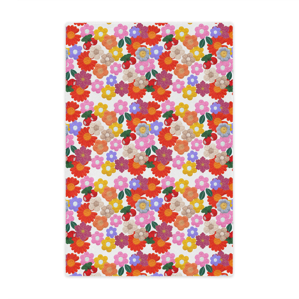 Floral Fiesta Minky Blanket — Bright Retro Flower Pattern, Cozy Throw for Living Room & Kids Printify