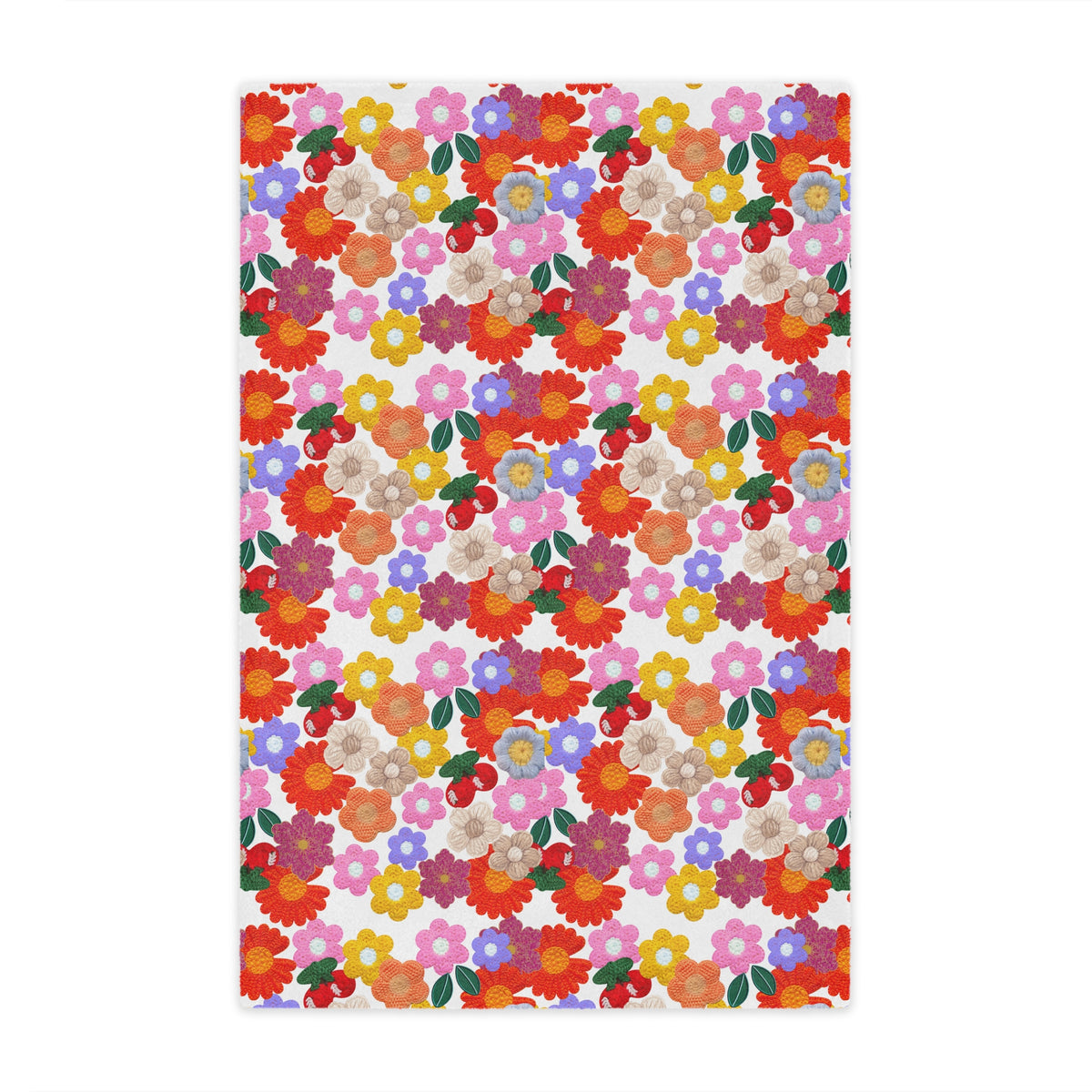 Floral Fiesta Minky Blanket — Bright Retro Flower Pattern, Cozy Throw for Living Room & Kids Printify