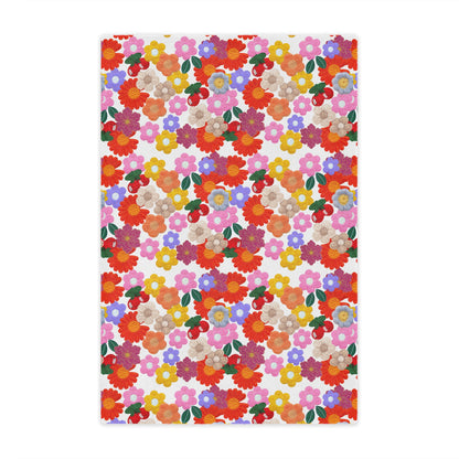 Floral Fiesta Minky Blanket — Bright Retro Flower Pattern, Cozy Throw for Living Room & Kids