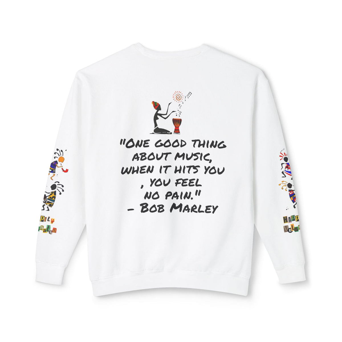 Hand-Drawn Afro Music Graphic Sweatshirt - Unisex Lightweight Crewneck Printify