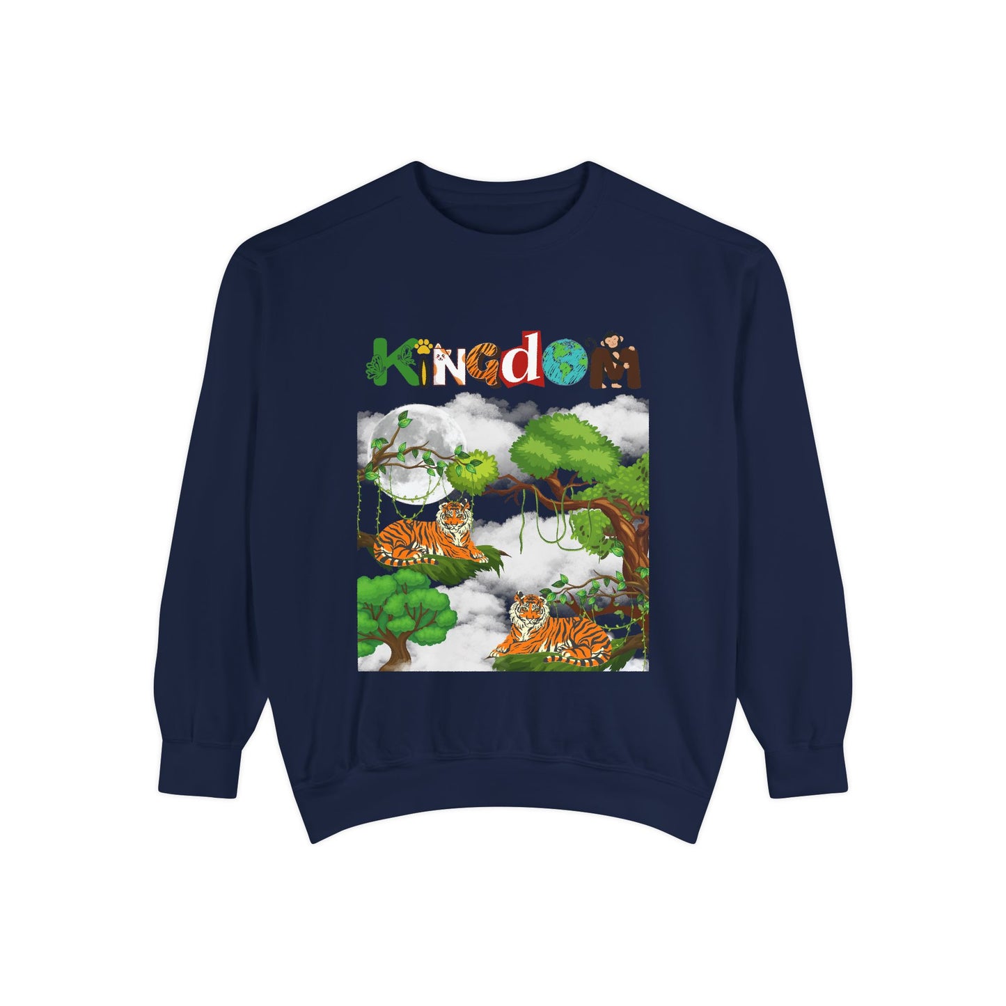 Tiger Jungle Unisex Sweatshirt, Wild Animals Garment-Dyed Jumper, Wildlife Sweatshirt, Tiger Print