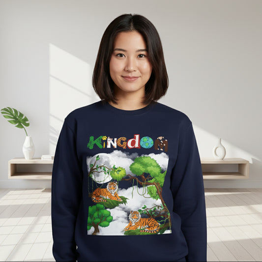 Tiger Jungle Unisex Sweatshirt, Wild Animals Garment-Dyed Jumper, Wildlife Sweatshirt, Tiger Print