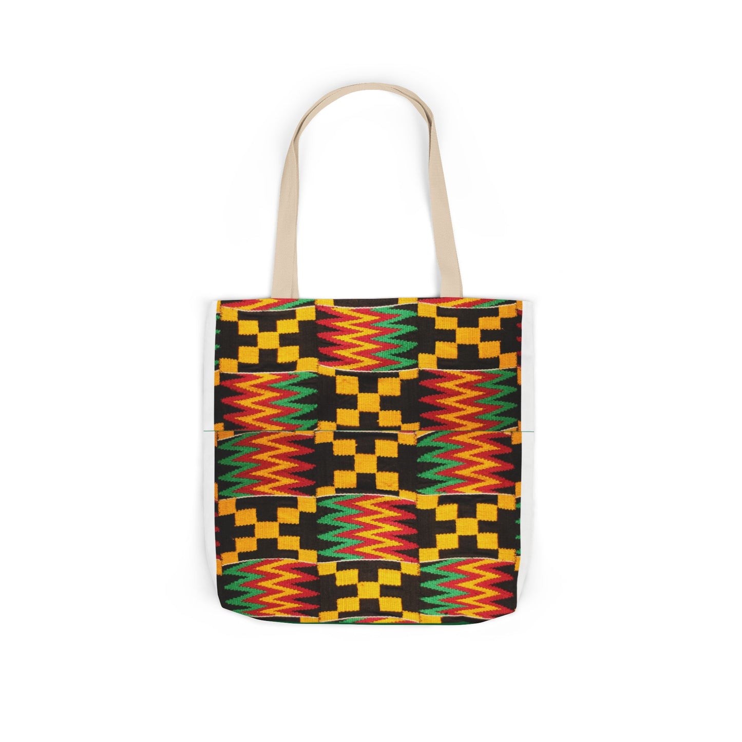 Kente Pattern Canvas Tote Bag — Vibrant African Print Market Tote