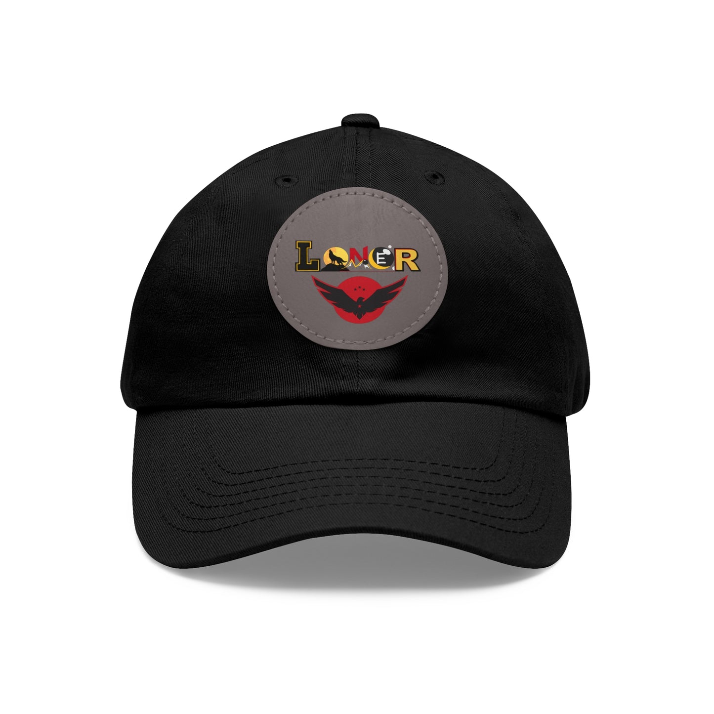 Dad Hat - Lone Wolf Themed Unisex Dad Hat with Leather Patch (Round) Unisex