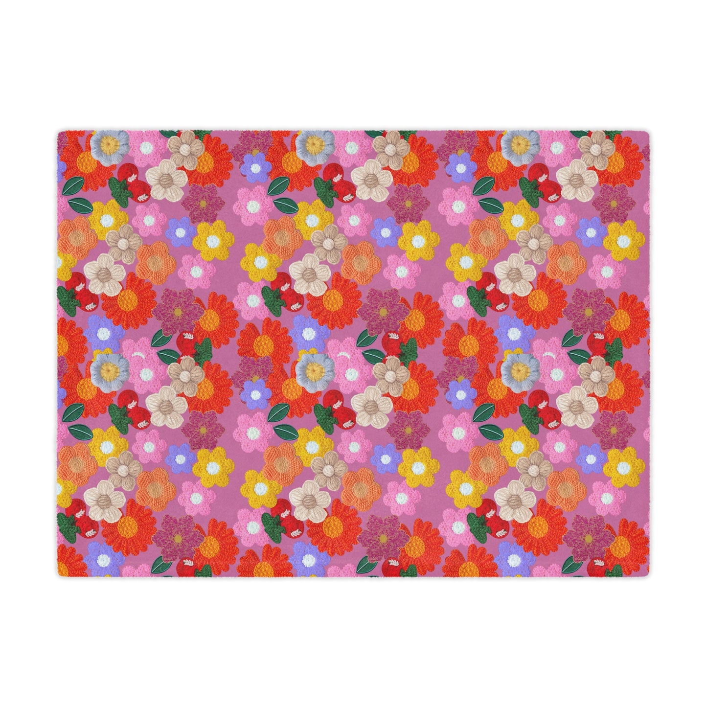 Floral Fiesta Minky Blanket — Bright Retro Flower Pattern, Cozy Throw for Living Room & Kids