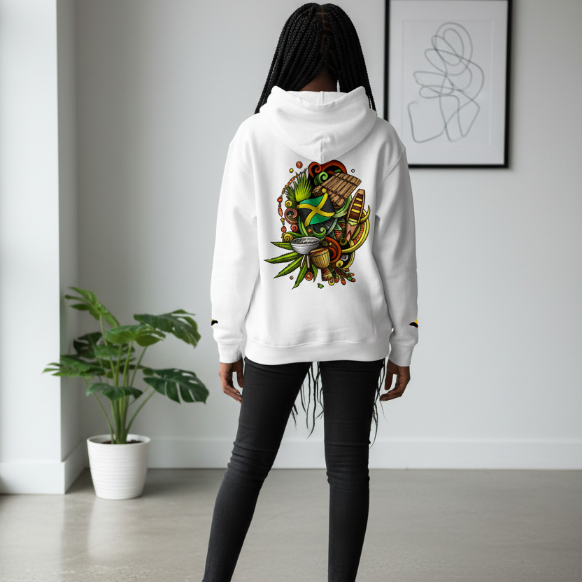 Jamaica Flag Themed Graphic Oversize Fleeced Unisex Hoodie