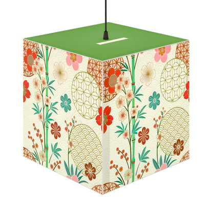 Japanese Floral Cube Lamp — Vintage Sakura Pattern Light Cube