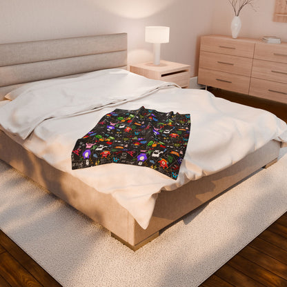 Whimsical Monsters Velveteen Plush Blanket, Soft Fleece Throw, Cozy Bedspread