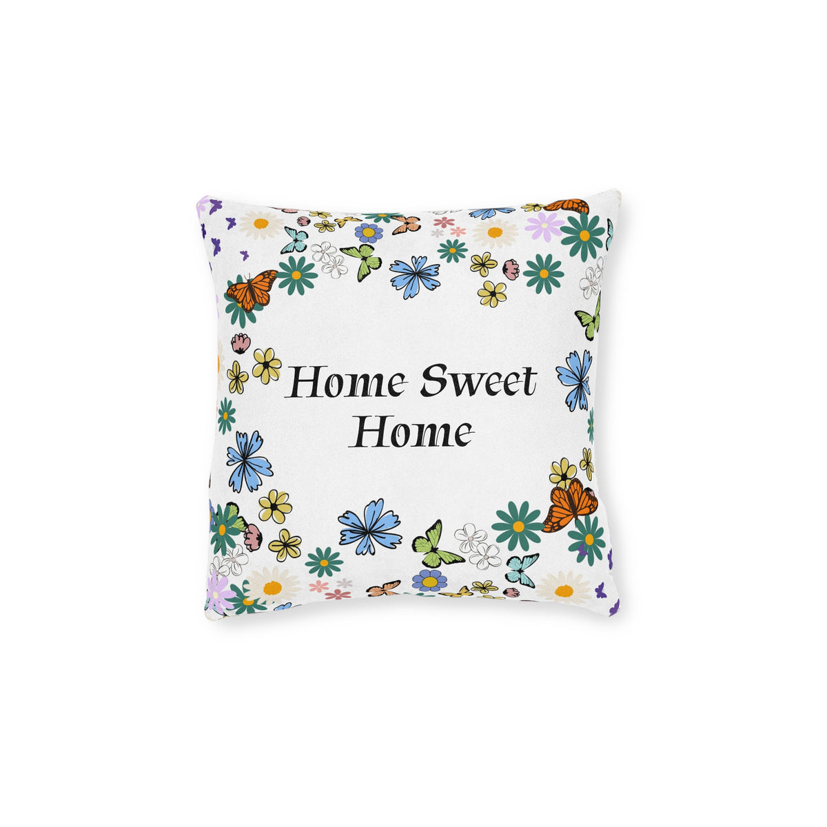 Floral Home Sweet Home Square Pillow - Cozy Decor for Living Room & Bedroom Printify
