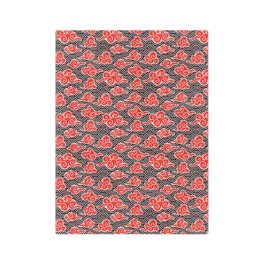 Red Cloud Swirl Velveteen Blanket — Plush Microfiber Throw Printify