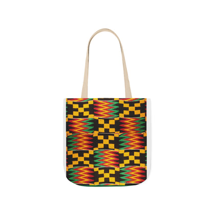 Kente Pattern Canvas Tote Bag — Vibrant African Print Market Tote