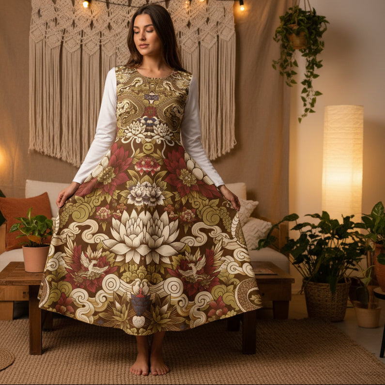 Elegant Floral Print Long Sleeve Dance Dress, Perfect for Parties, Dance Recitals