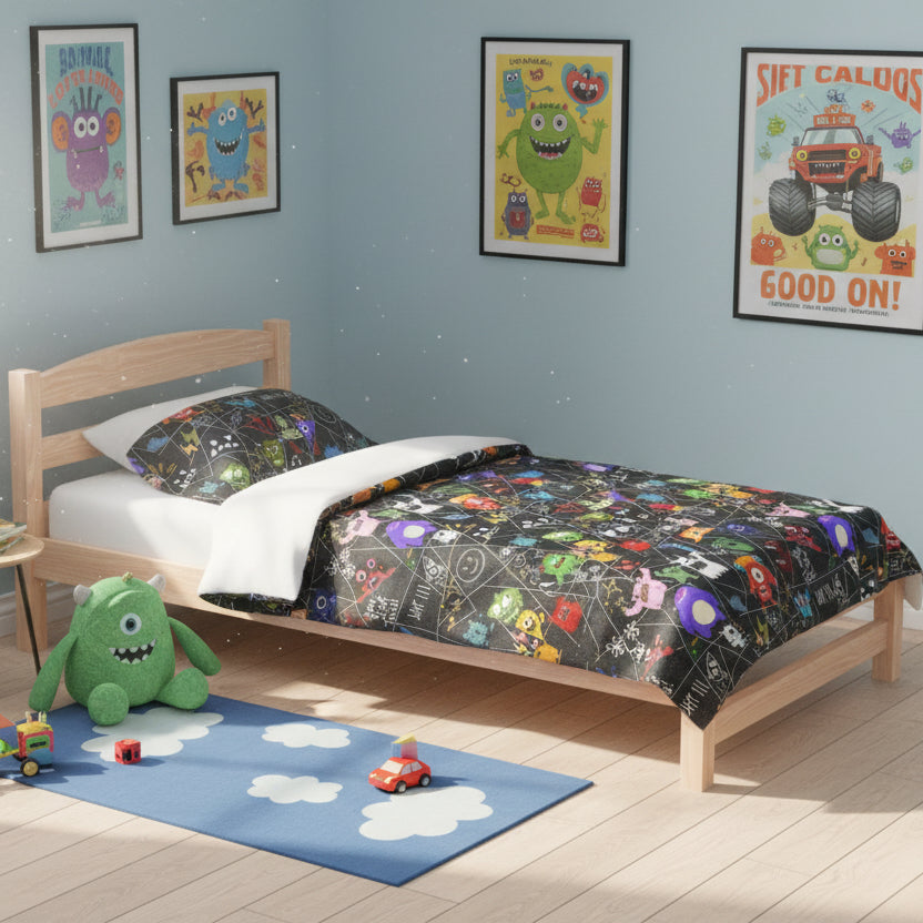 Whimsical Monsters Velveteen Plush Blanket, Soft Fleece Throw, Cozy Bedspread