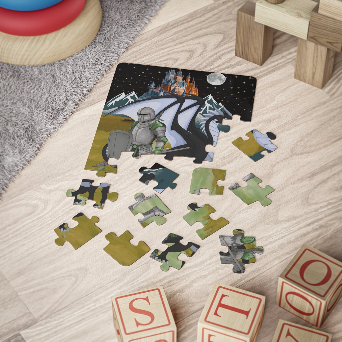Fantasy Knight & Dragon Kids' Puzzle | 30-Piece Fun, Educational, Family Activity