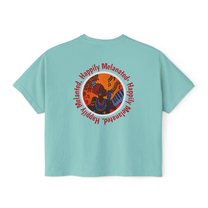 Women's Afro Music Cartoon Oversized Boxy T-shirt