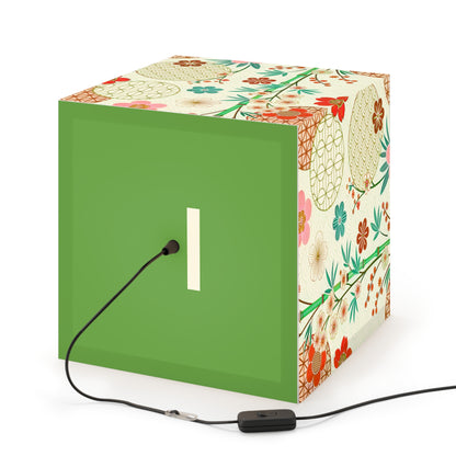 Japanese Floral Cube Lamp — Vintage Sakura Pattern Light Cube