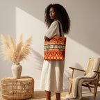Southwestern Aztec Pattern Tote Bag — Orange Tribal All-Over Print