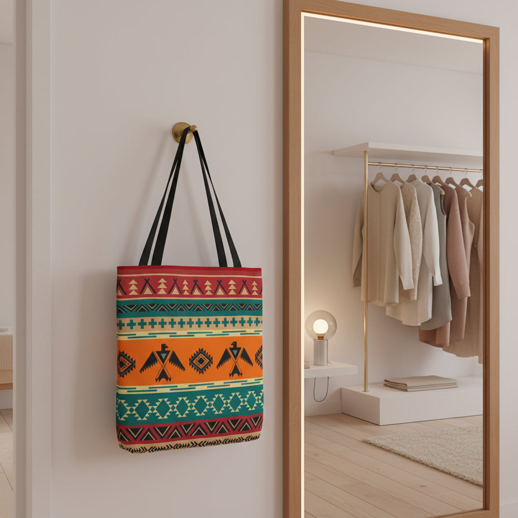 Southwestern Pattern Tote Bag - Native-Inspired Aztec Eagle Print