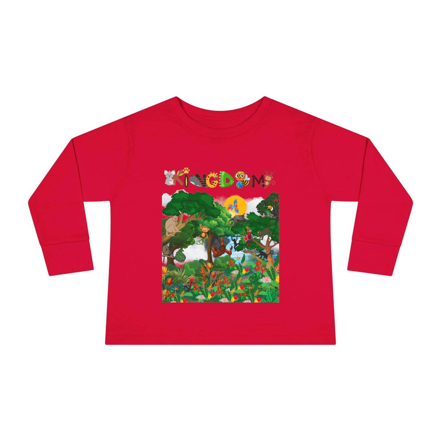 Jungle Animal Toddler Long Sleeve Tee, Kids Safari Shirt, Graphic Wildlife Top for Children