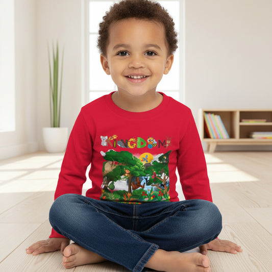 Jungle Animal Toddler Long Sleeve Tee, Kids Safari Shirt, Graphic Wildlife Top for Children