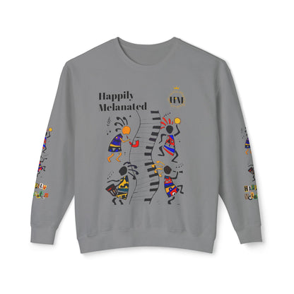 Hand-Drawn Afro Music Graphic Sweatshirt - Unisex Lightweight Crewneck