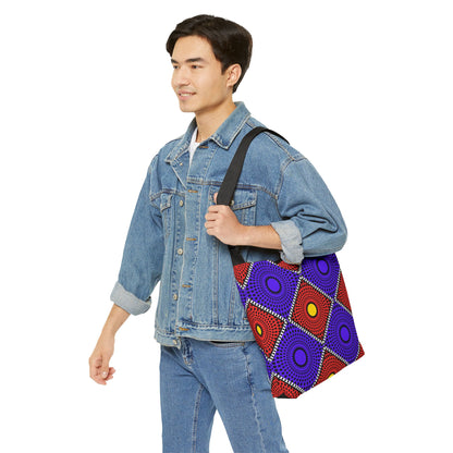 Bold Geometric Dot-Print Adjustable Tote Bag