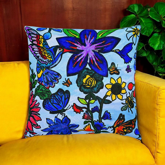 Vibrant Floral Square Pillow - Colorful Cushion for Home Decor