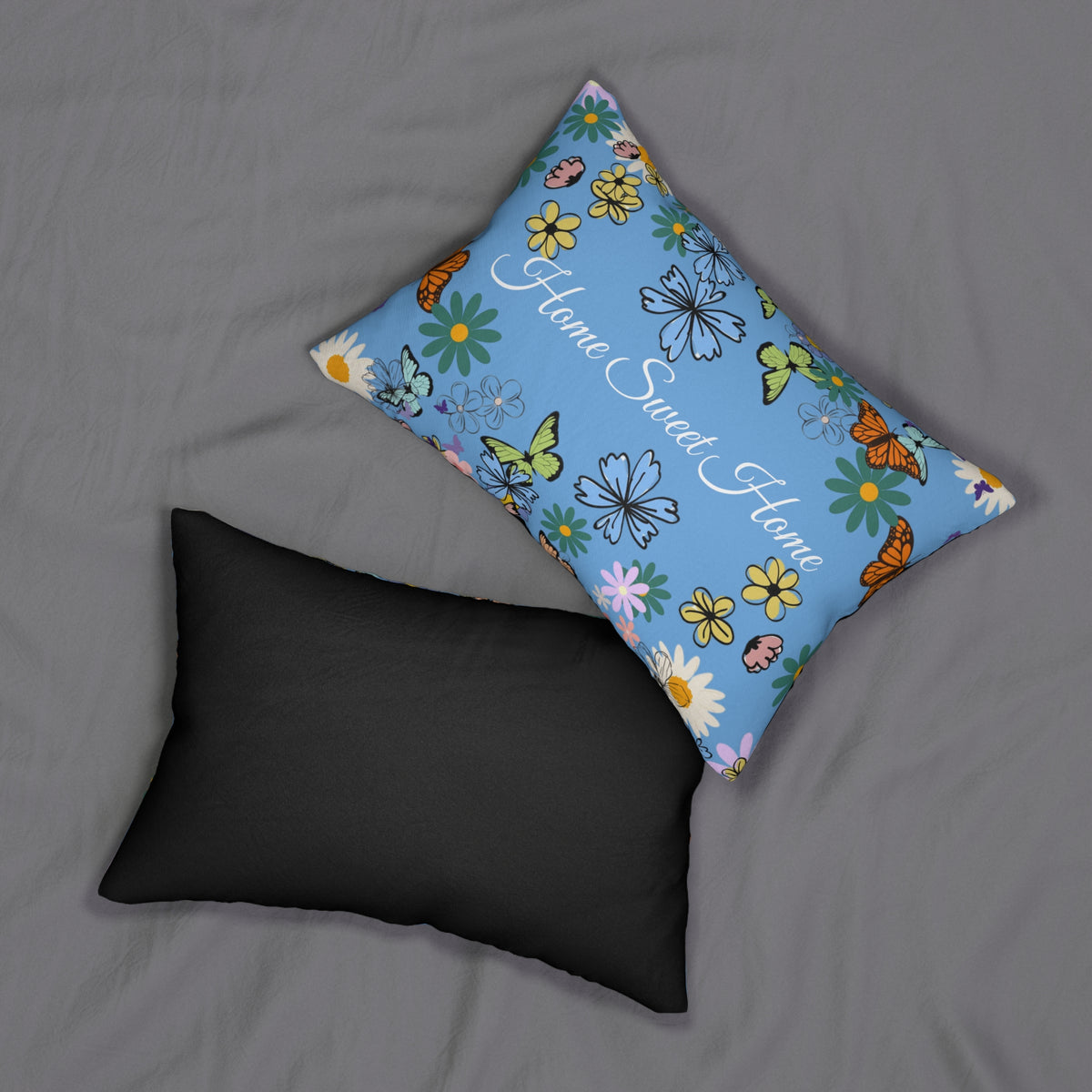 Home Sweet Home Floral Lumbar Pillow - Cozy Accent for Living Room Printify