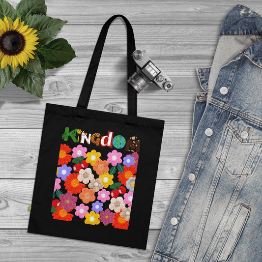 Kindness Floral Tote Bag – Colorful Organic Cotton Market Bag