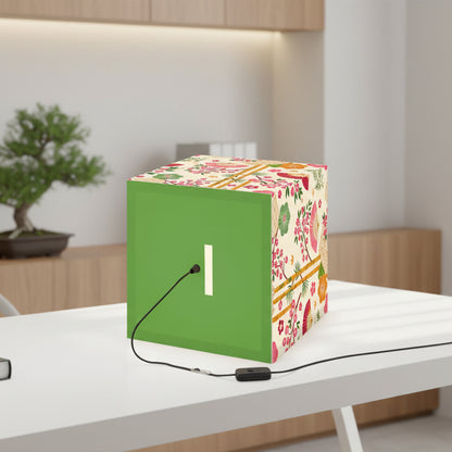 Japanese Floral Cube Lamp — Sakura Fans & Bamboo Light Cube