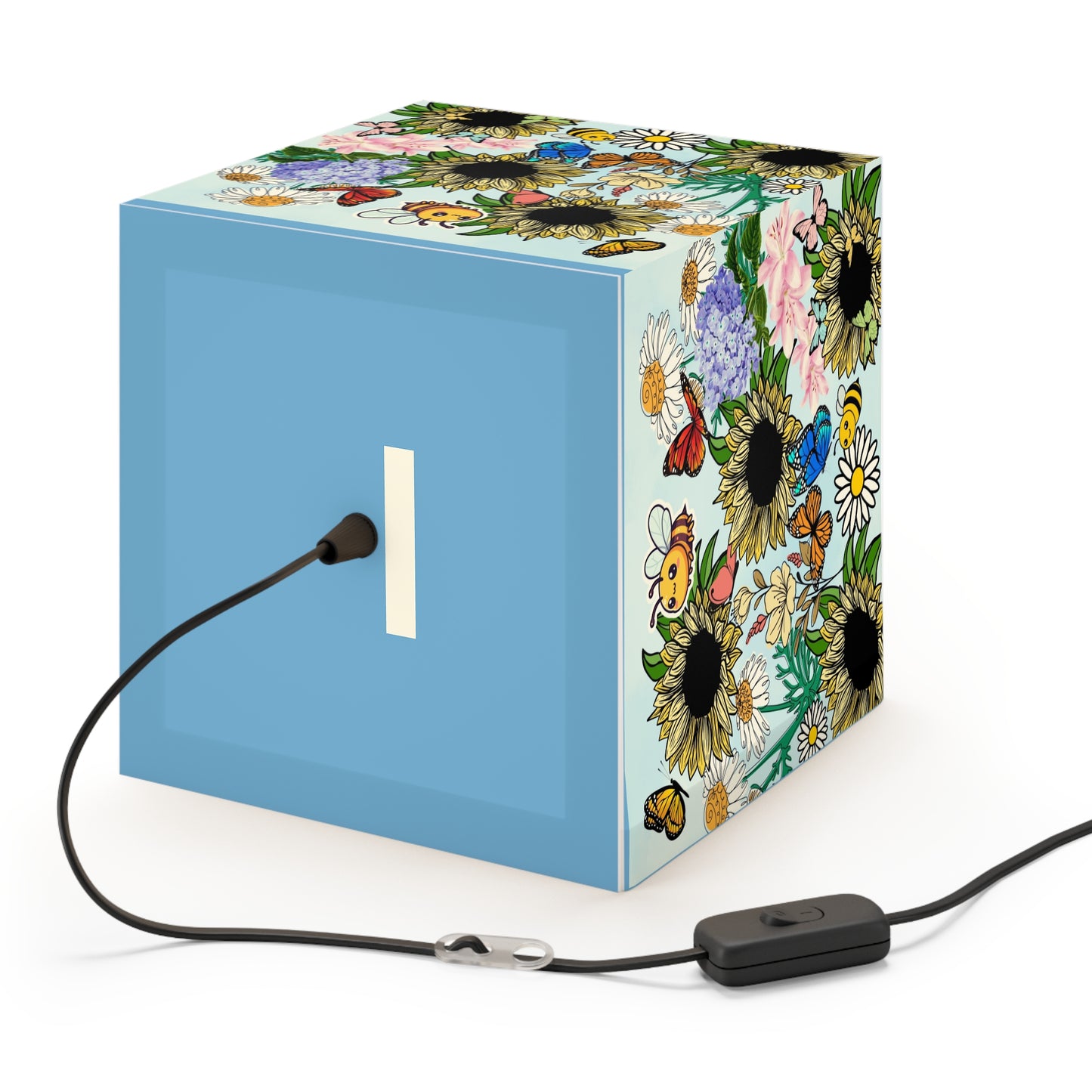 Sunflower Meadow Light Cube Lamp — Floral Bee & Butterfly Hanging Nightlight